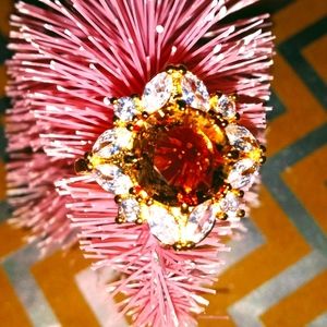 Smoky topaz and White topaz ring